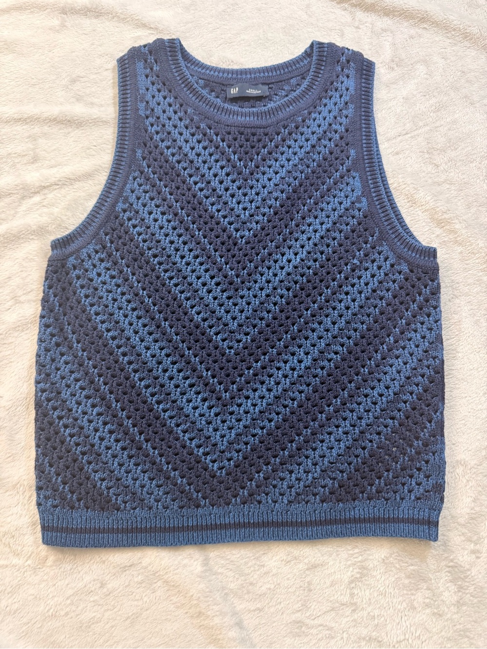 100% Cotton Preppy Gap Blue Knit Sweater Vest